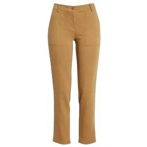 Eileen Fisher Clay Organic Cotton Straight-Leg Pants With Front Patch Pockets